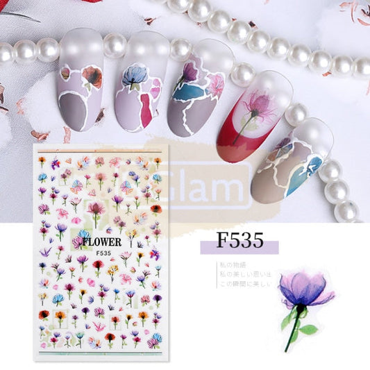 Nail Art Flower Stickers - Available In 10 Designs F535