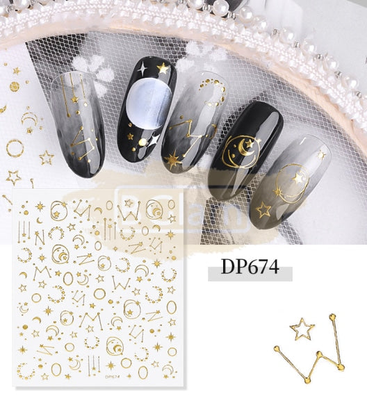Nail Art 3D Gold Stickers - Available In 4 Designs Dp674