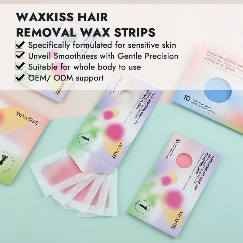 Ready-to-Use Wax Strips | Small Size Pink | Sensitive Skin | Rose Scent | 10 Strips