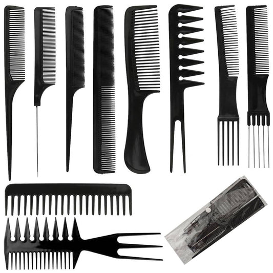 Professional Hair Styling Comb Set | 10 Pieces