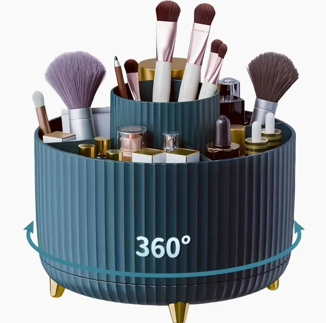 Luxury Rotating Makeup Organizer | Blue & Gold Edition