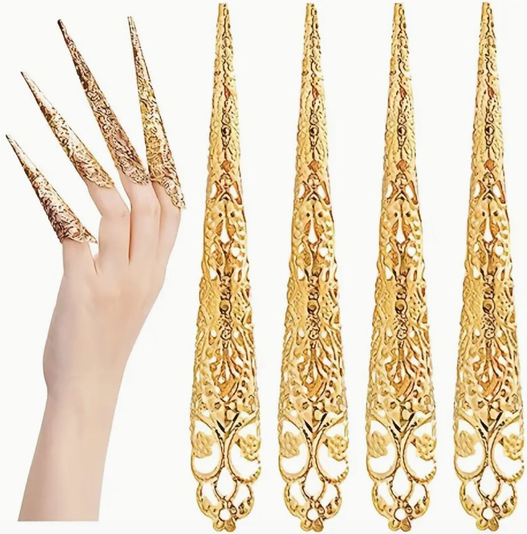 Long Metallic Nail Covers | 10-Piece Set (3 Colors)