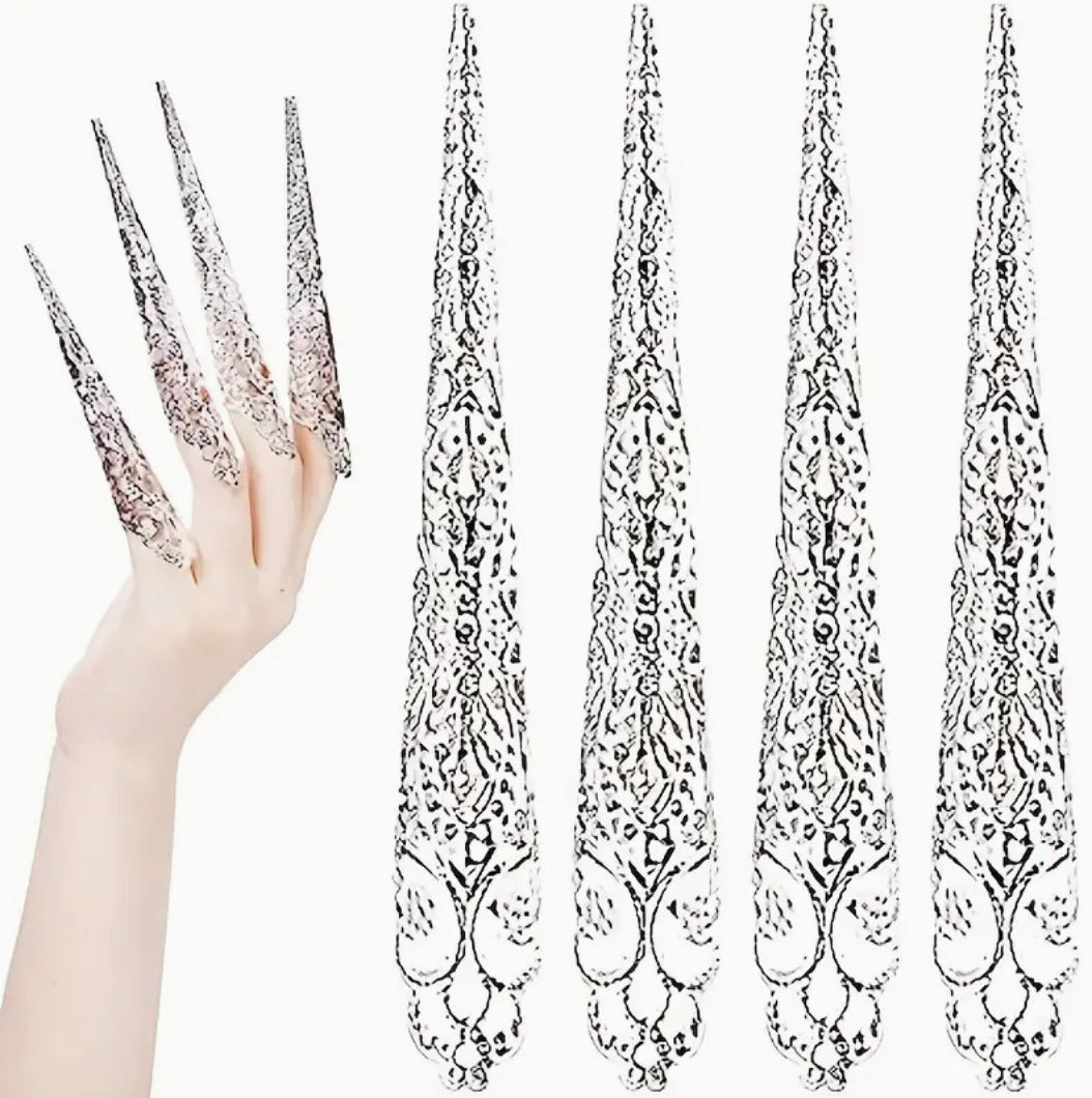 Long Metallic Nail Covers | 10-Piece Set (3 Colors)