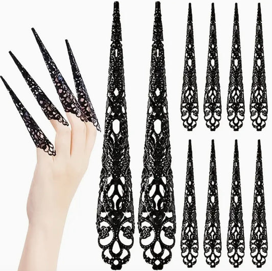 Long Metallic Nail Covers | 10-Piece Set (3 Colors)