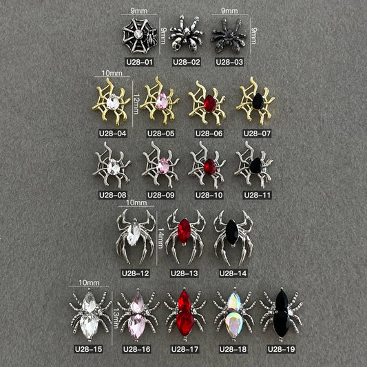 Nail Art Jewelry | Spider 3D Charm – Gothic Crystal & Metal Nail Art