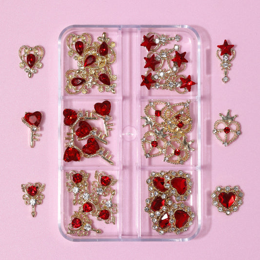 Nail Art Jewelry | Set Red Queen – Charms 3D Or & Cristal