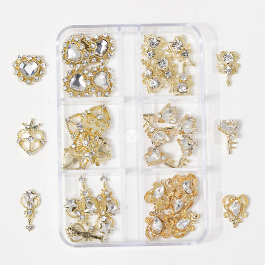 3D Nail Art Jewelry | Crystal Clear Set – Gold & Diamond 3D Charms