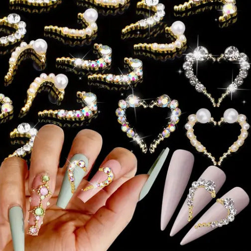 3D Nail Fashion Jewelry | Half Heart | Sold by the piece
