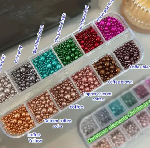 Set de Perles Métalliques Nail Art | 12 Couleurs & Tailles Mixtes