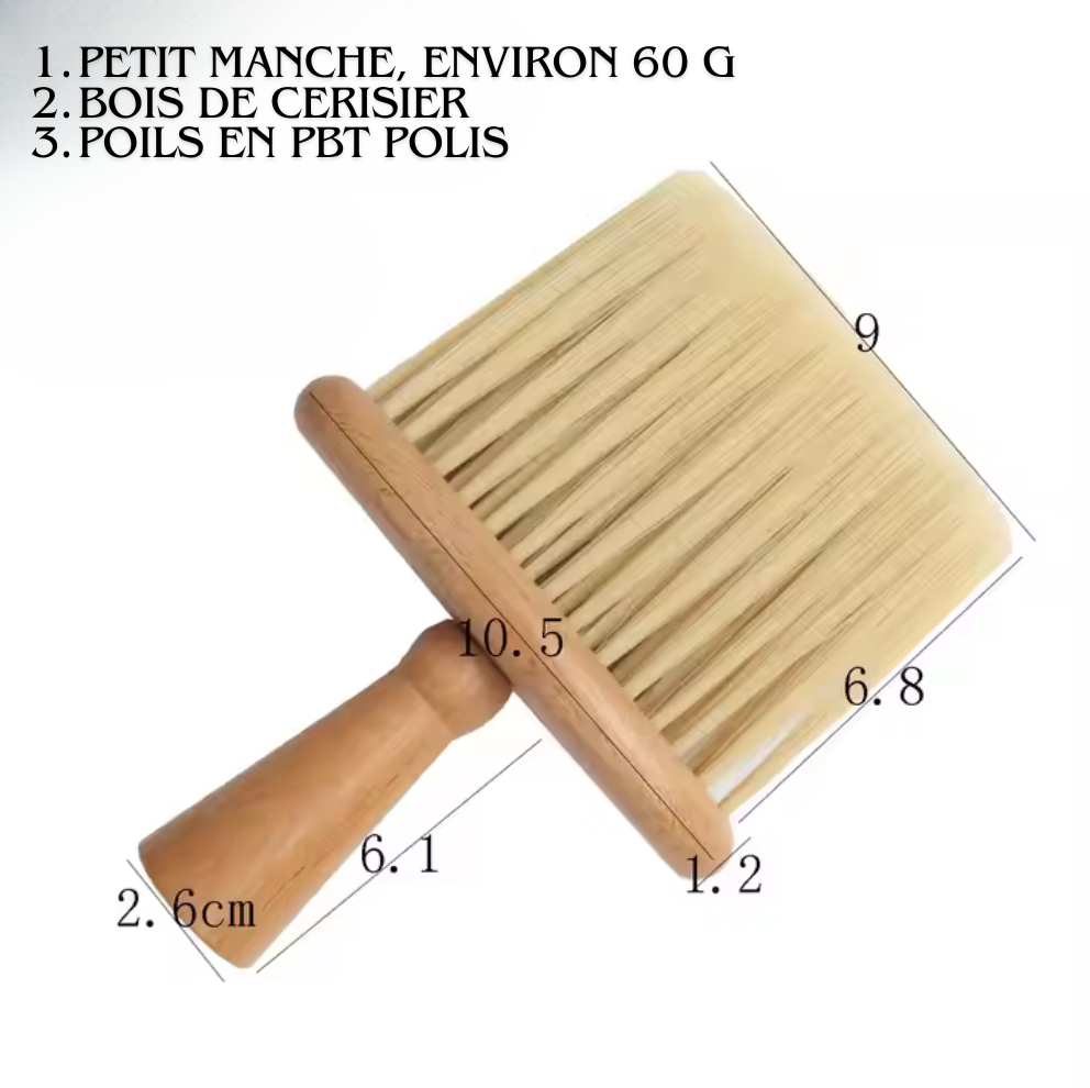 Brosse en Bois à Grand Manche | Poils PBT Doux | Bois de Cerisier