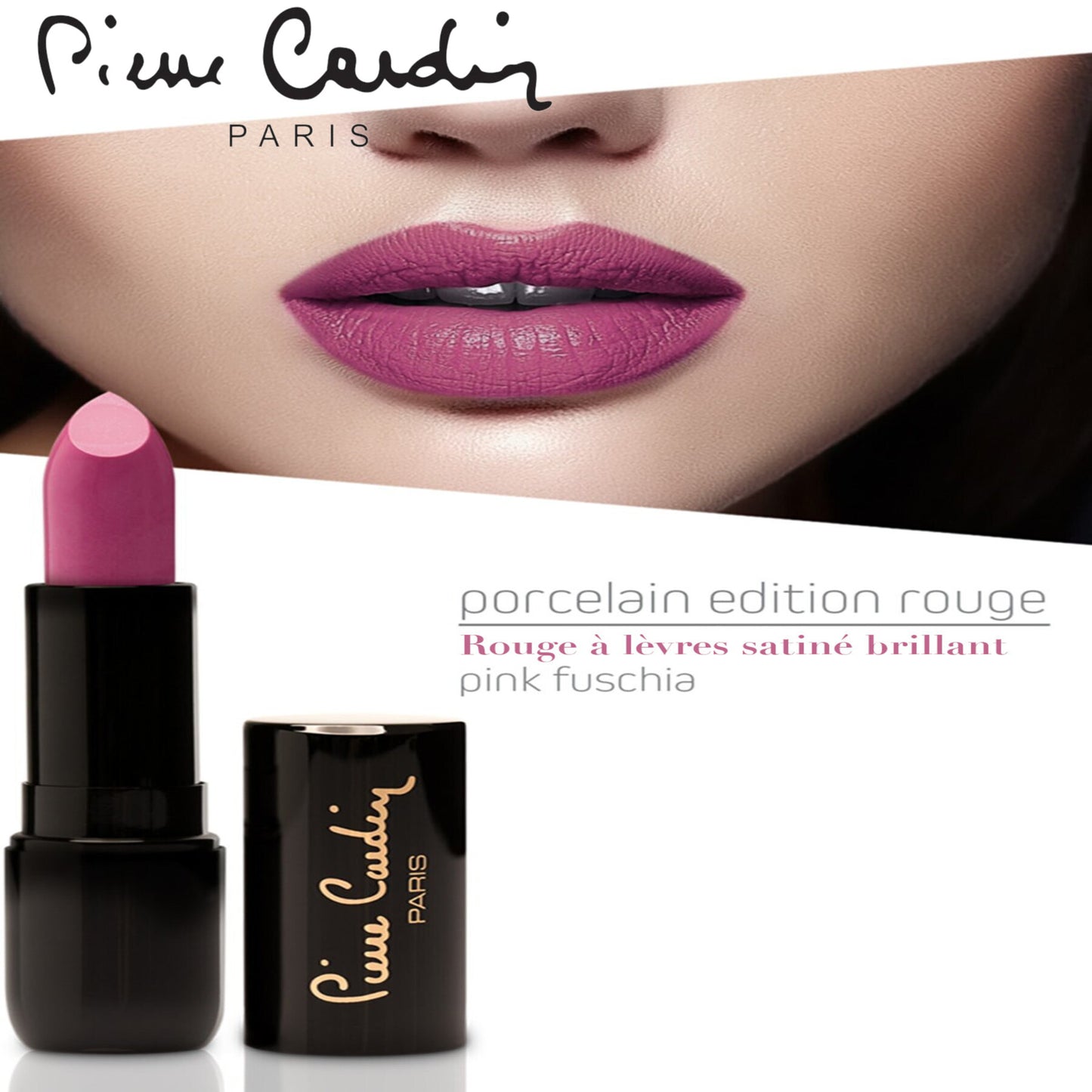 Pierre Cardin Porcelain Edition Lipstick  Pink Fuschia 224 - 4 gr