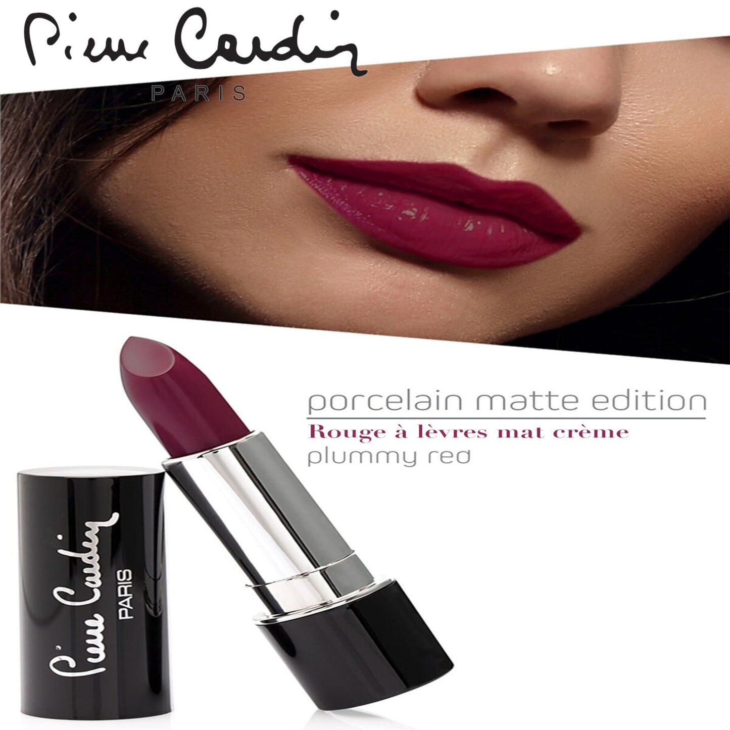 Pierre Cardin Porcelain Matte Edition Lipstick  Plummy Red 214 - 4 gr