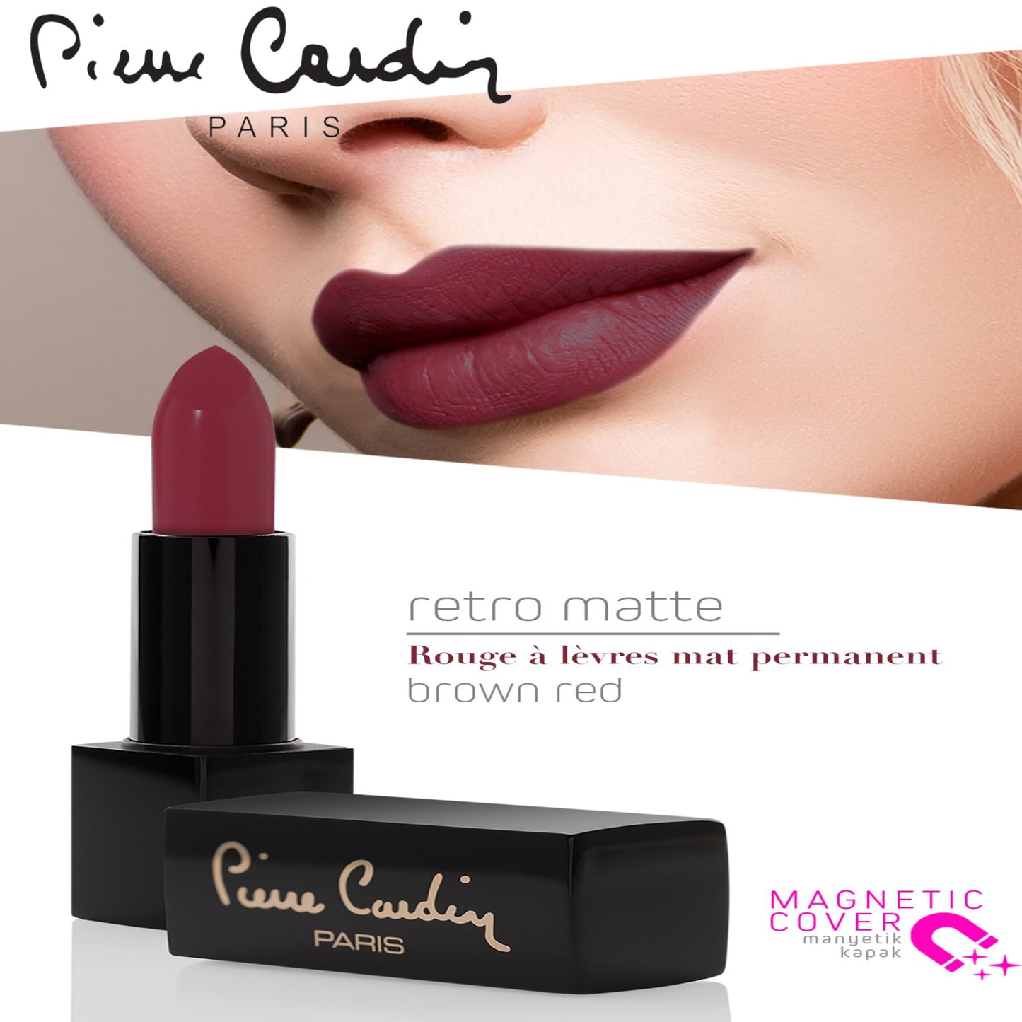 Pierre Cardin Retro Matte Lipstick  Ruby Red 154 - 4 gr
