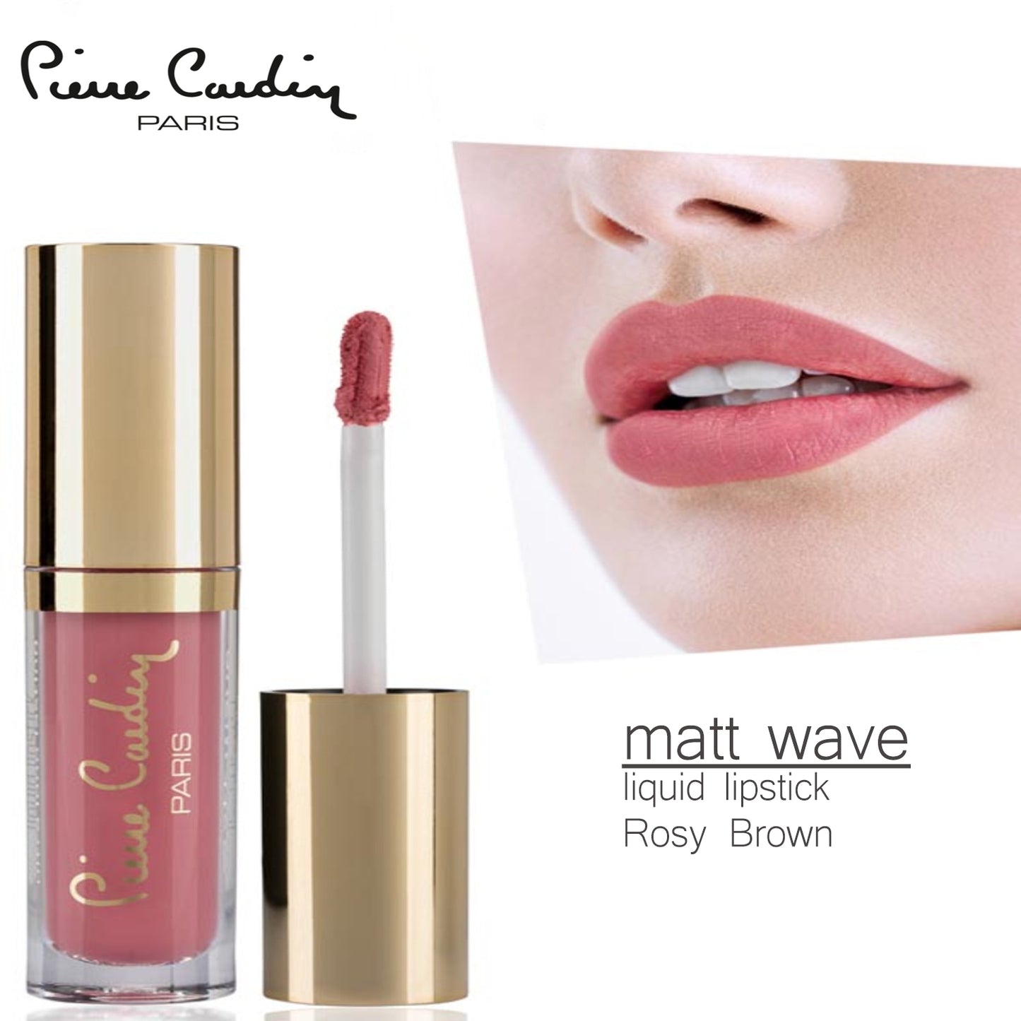Pierre Cardin Matt Wave Liquid Lipstick – Ultra Long Lasting  Rosy Brown 835 - 5 ml