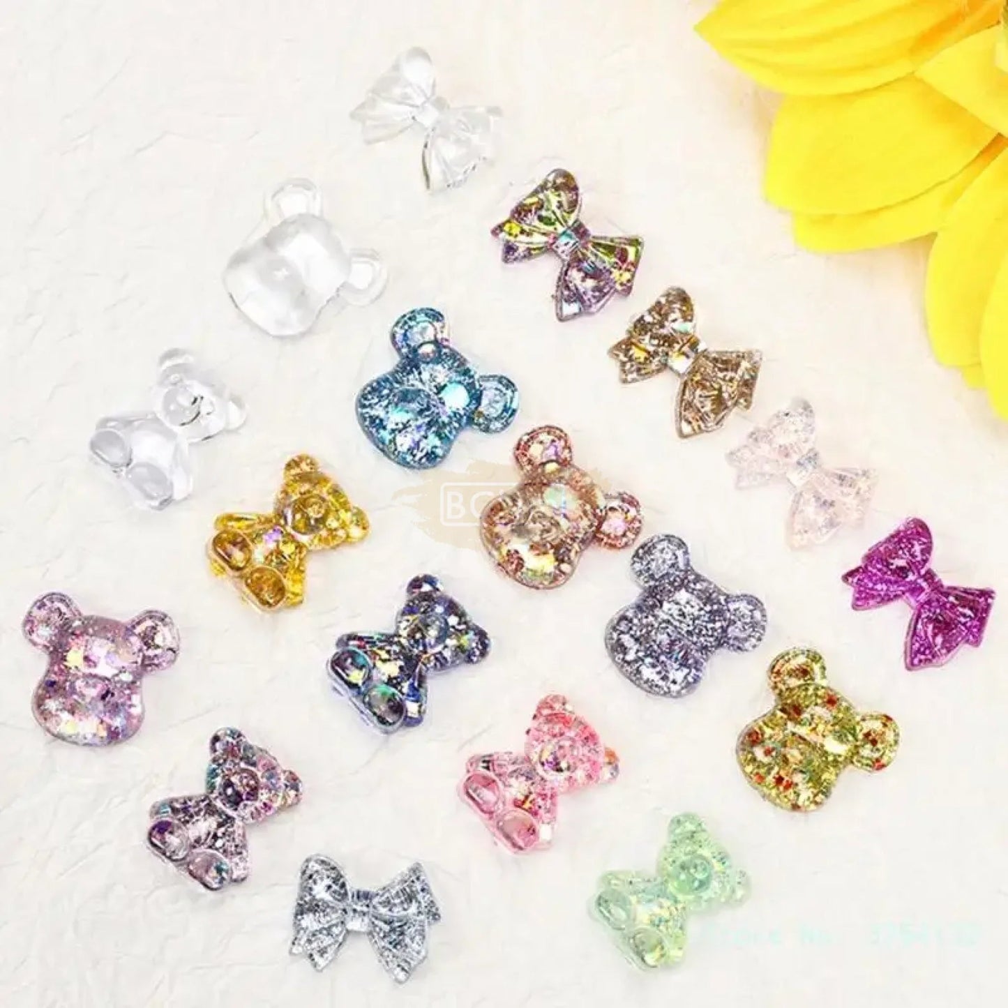 Teddy Bear Shaped Nail Swatch | 60 pcs | Clear