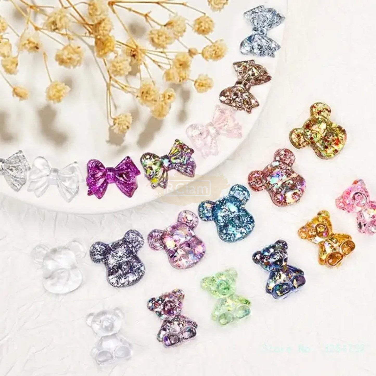 Teddy Bear Shaped Nail Swatch | 60 pcs | Clear
