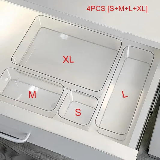 Clear Drawer Organizer Set | 4 Sizes (S+M+L+XL) | Makeup & Home Storage