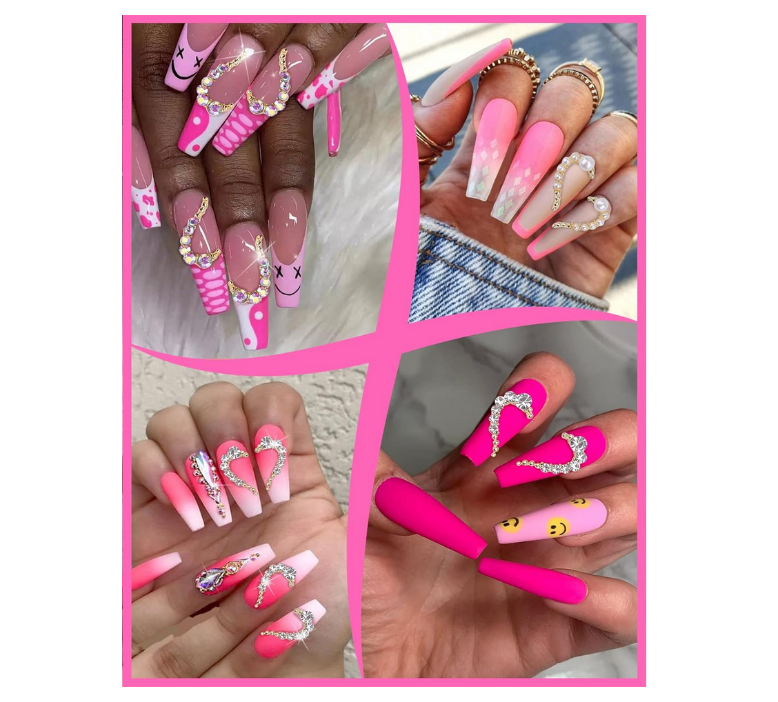 3D Nail Fashion Jewelry | Half Heart | Sold by the piece