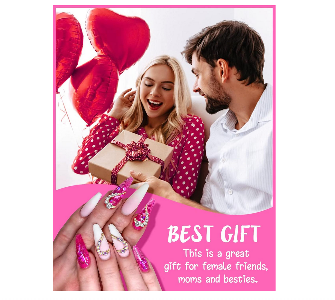 3D Nail Fashion Jewelry | Half Heart | Sold by the piece