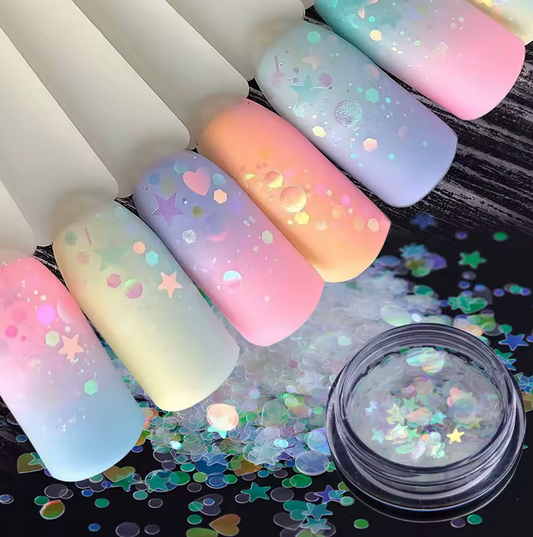 EZ Holographic Nail Sequins Available in 15 designs