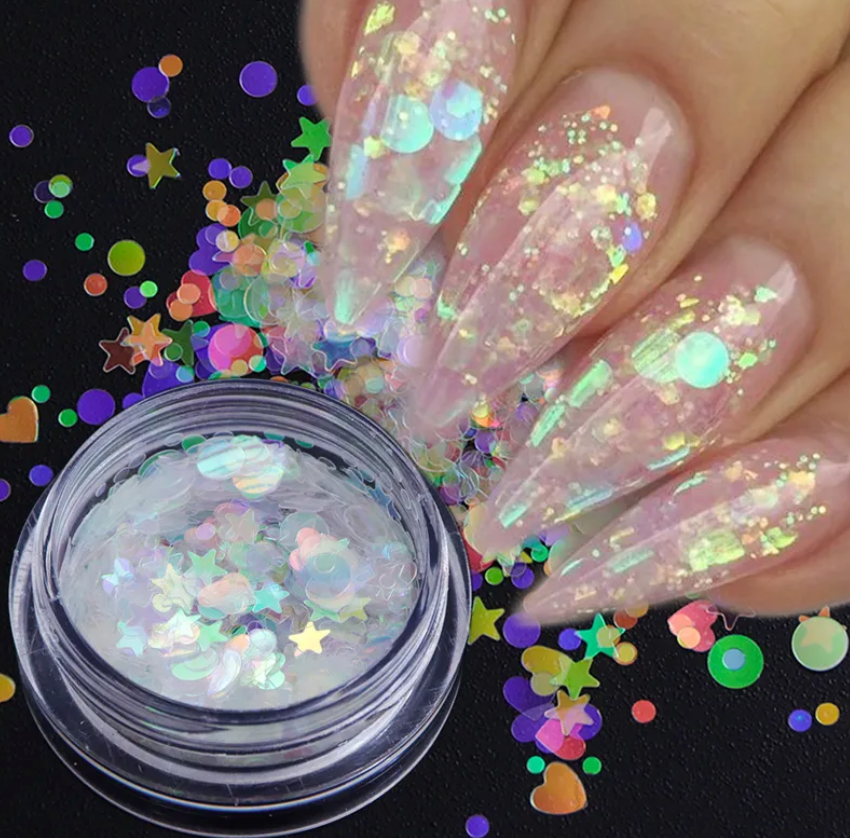 EZ Holographic Nail Sequins Available in 15 designs