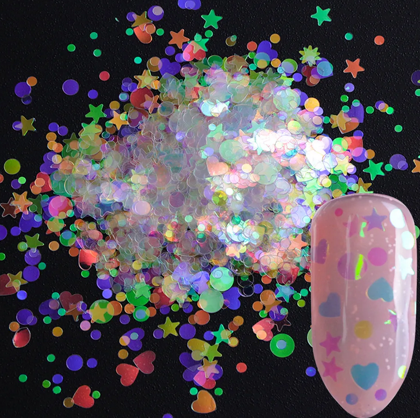 EZ Holographic Nail Sequins Available in 15 designs