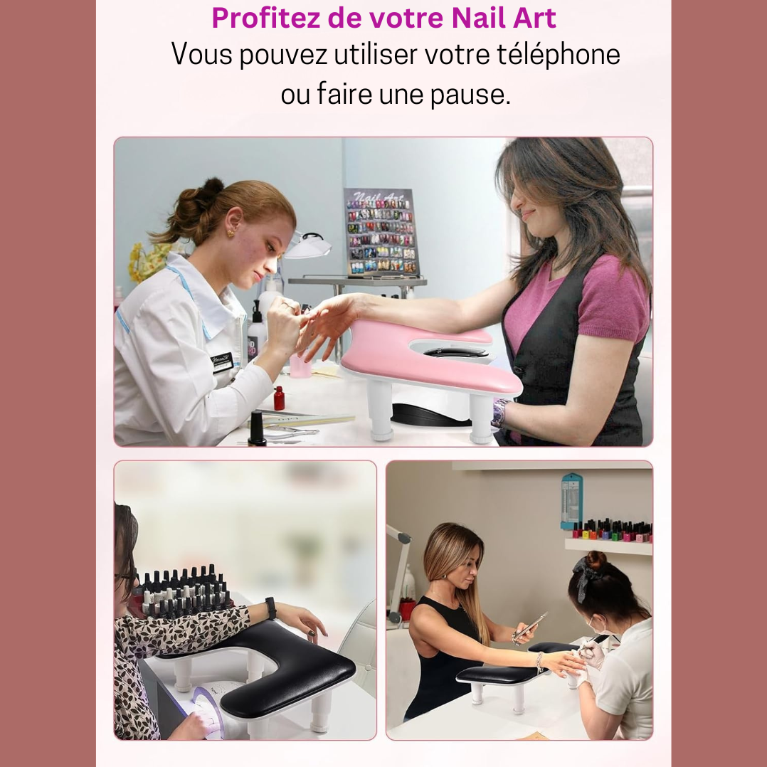 Repose-bras ergonomique professionnel en forme de U pour manucure | Noir
