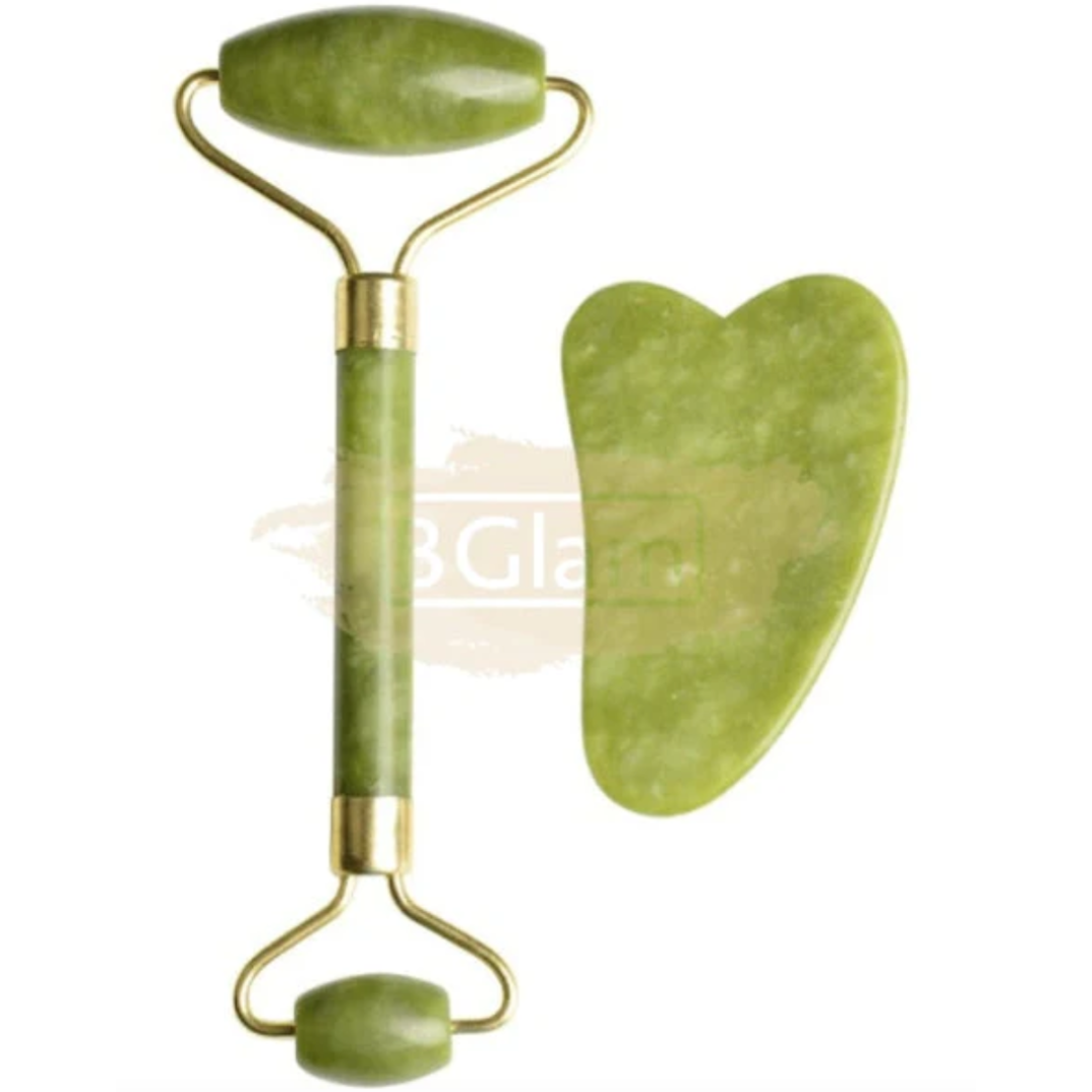 Jade Facial Roller & Gua Sha Set | Green
