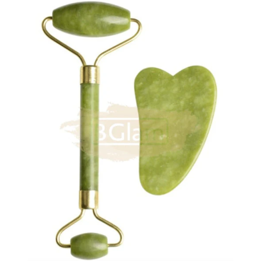Jade Facial Roller & Gua Sha Set | Green