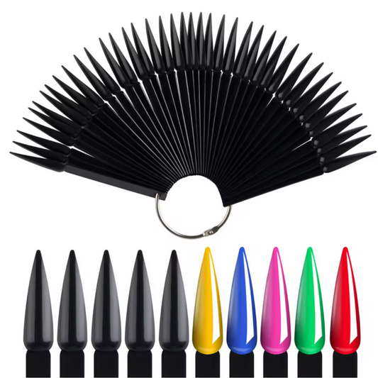 Nail Swatch Sticks | Stiletto | Black | 50 tips