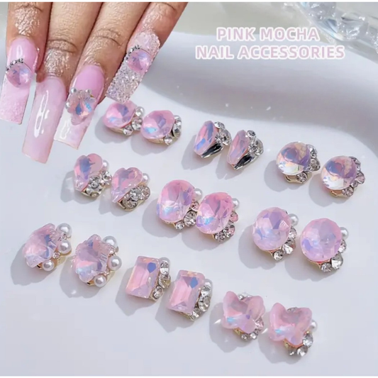 Nail Art Jewelry | Set Gemmes Cristal Irisé Pink Mocha