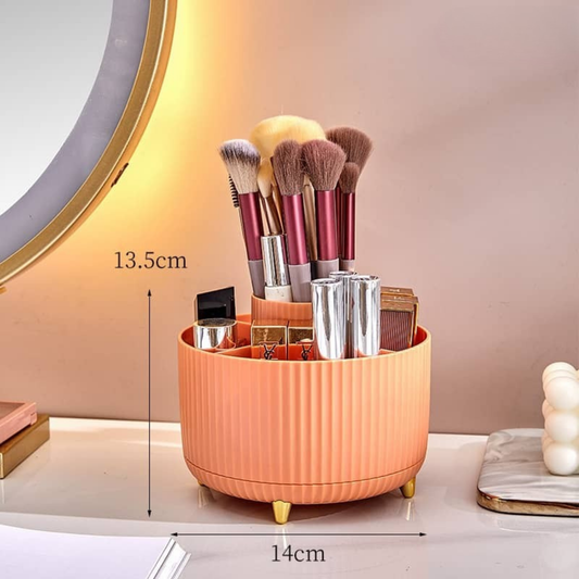 Luxury Rotating Makeup Organizer | Orange & Gold Edition