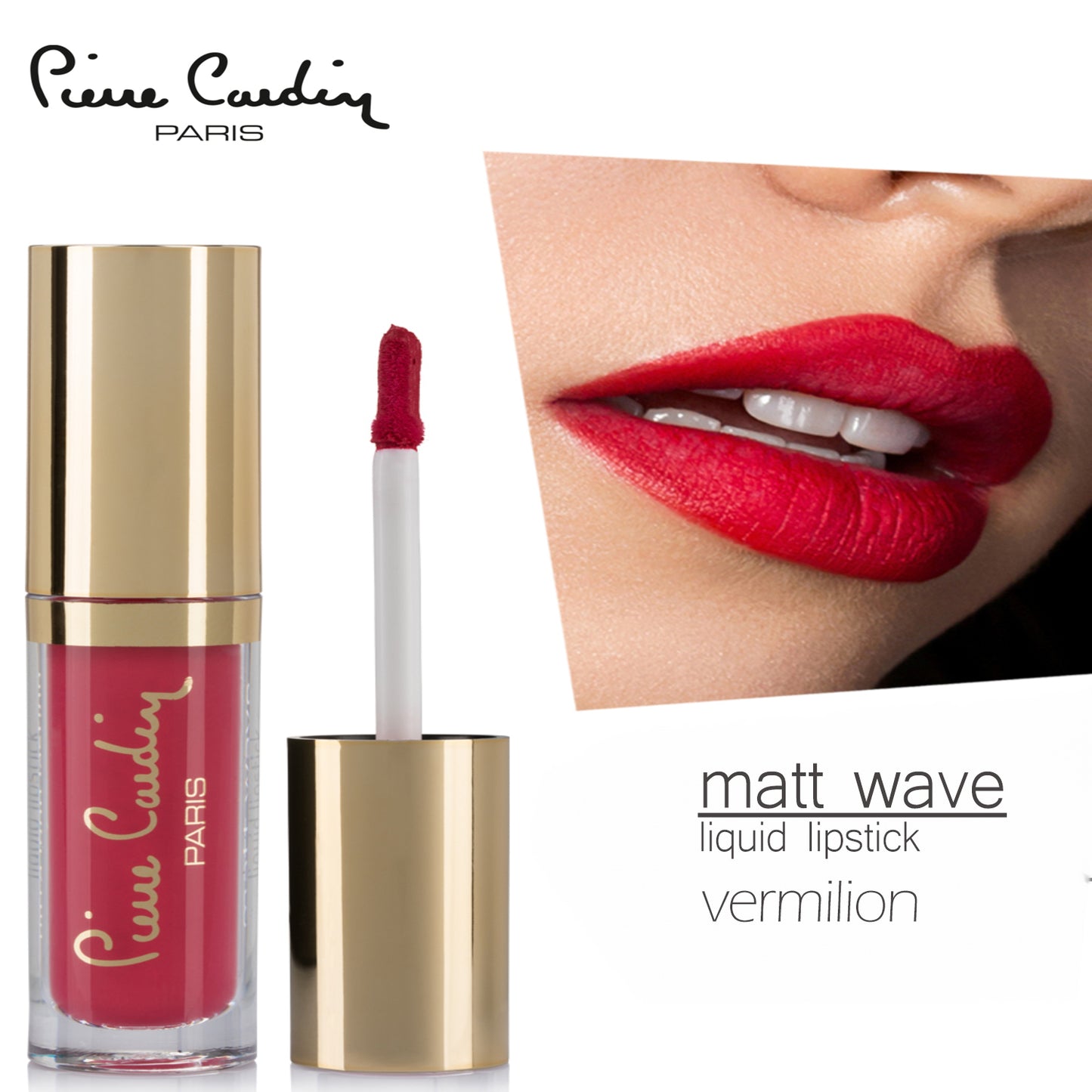 Pierre Cardin Rouge à Lèvres Liquide Matt Wave - Vermillon Ultra Longue Tenue 535 - 5 ml