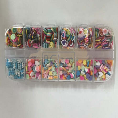 12 Grid Assorted Nail Fimo Silces Deco