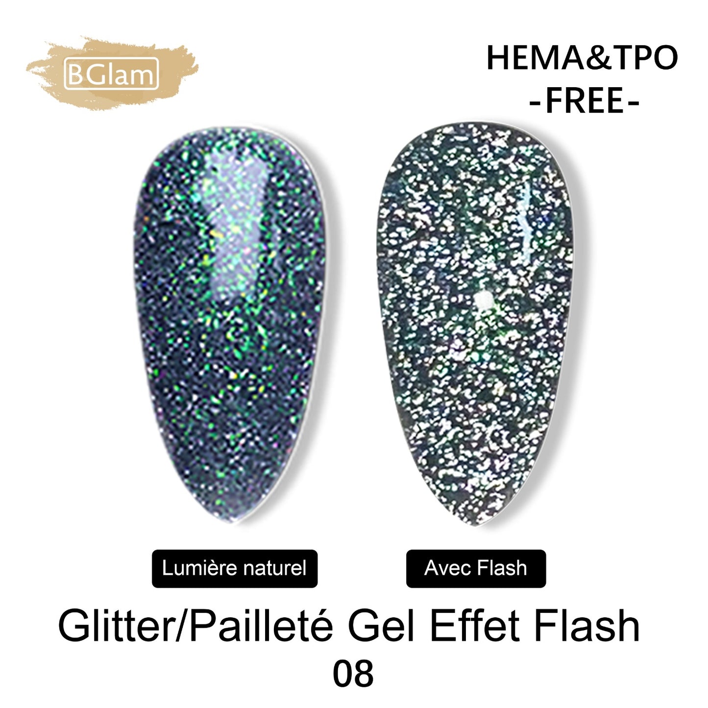 BGLAM Gel polish 15ml | Glitter | Flash Effect 8