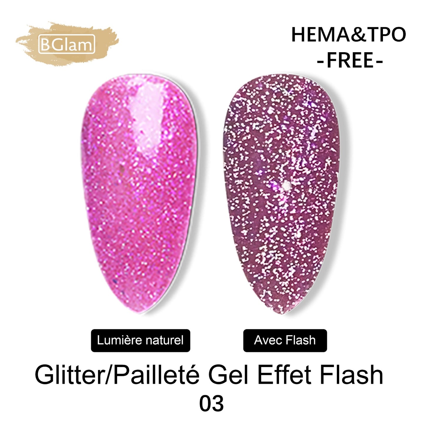 BGLAM Gel polish 15ml | Glitter | Flash Effect 3