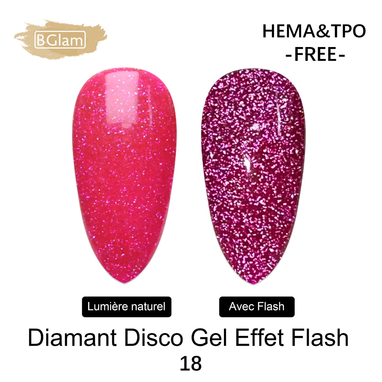 BGLAM Gel polish 15ml | Diamond Glitter | Flash Effect 18