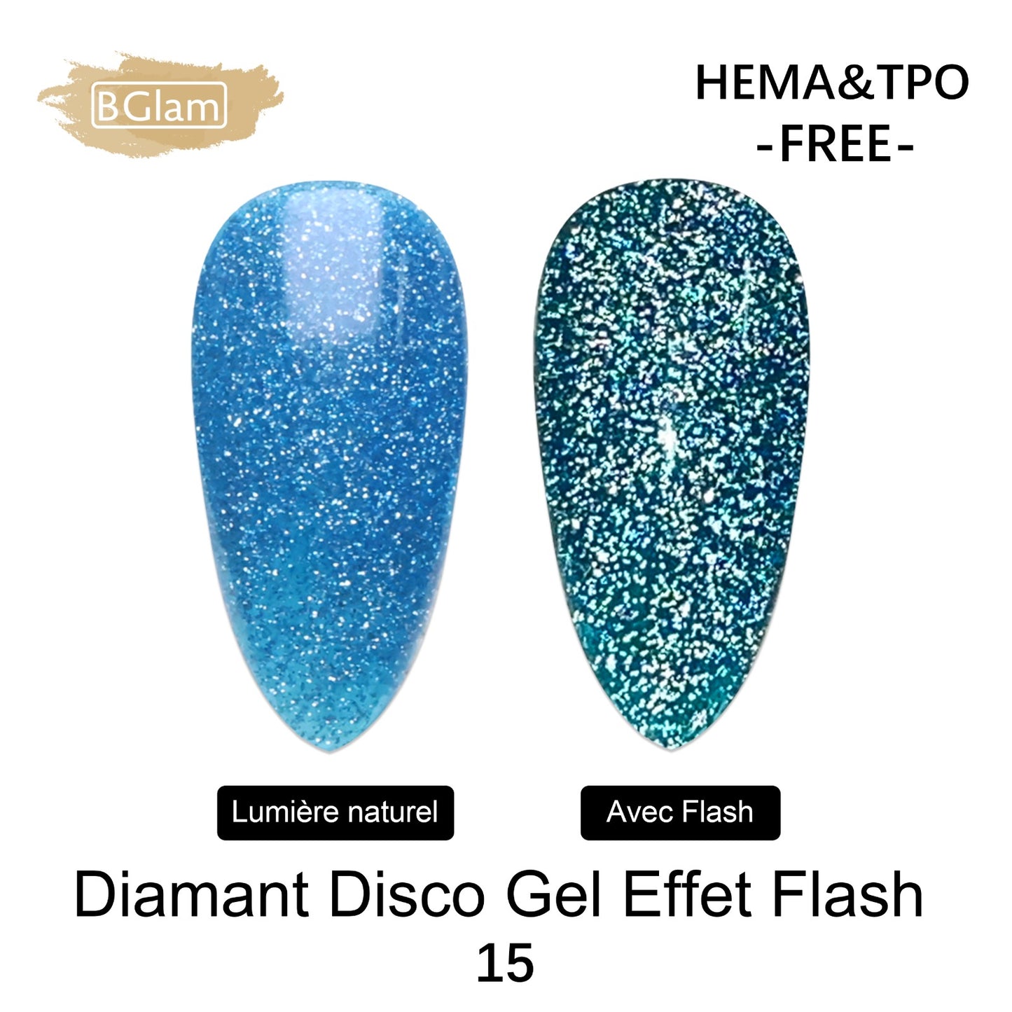 BGLAM Gel polish 15ml | Diamond Glitter | Flash Effect 15