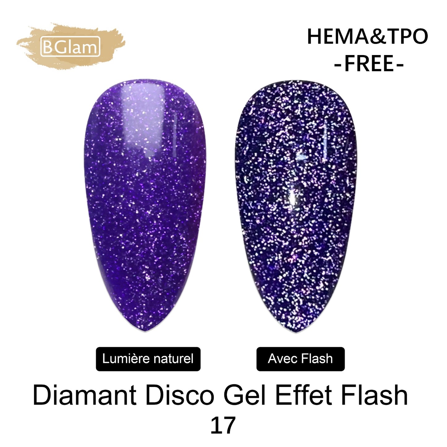 BGLAM Gel polish 15ml | Diamond Glitter | Flash Effect 17