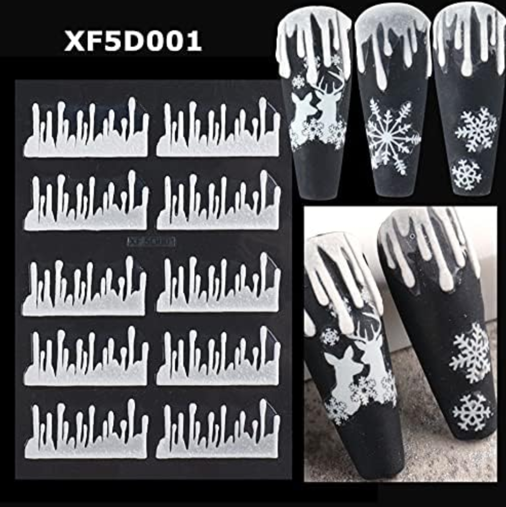 5D Embossed Nail Art Stickers - XF5D001