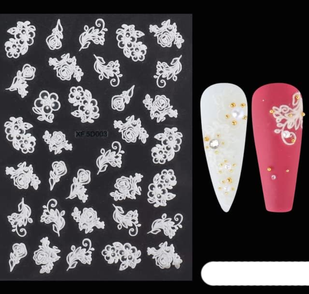 5D Embossed Nail Art Stickers - XF5D003