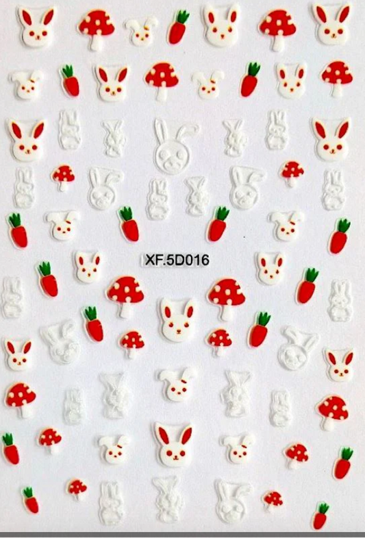 5D Embossed Nail Art Stickers - XF5D016