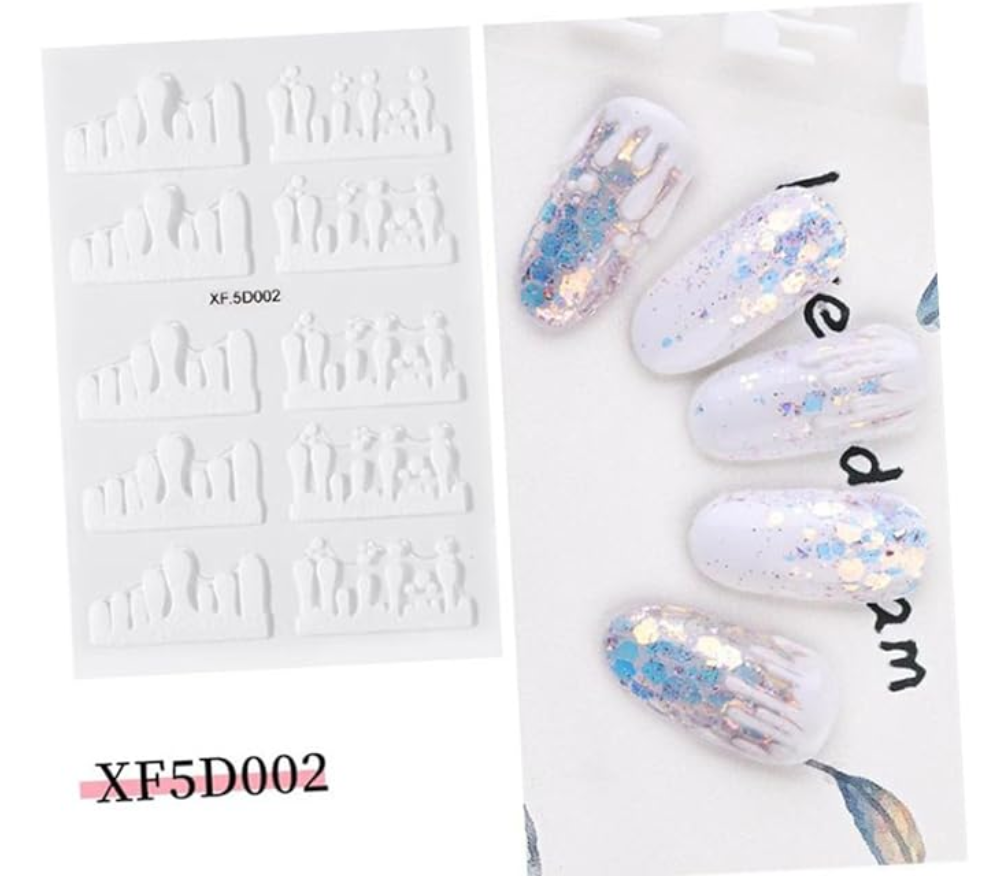5D Embossed Nail Art Stickers - XF5D002