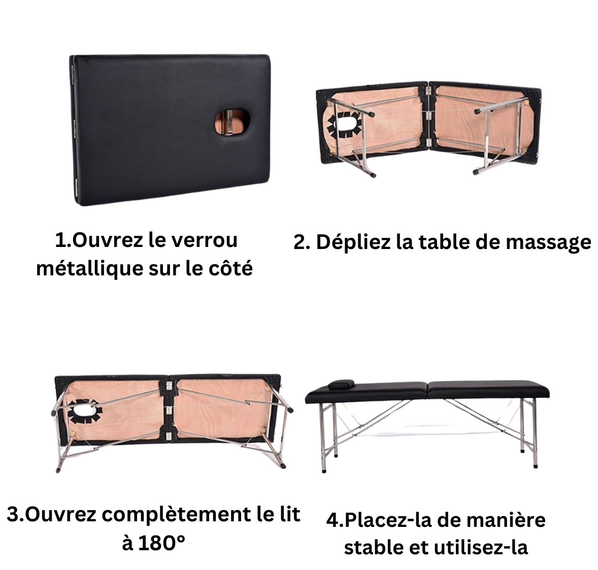 Lit de massage portable 180*70*65cm | Orange | Hauteur non réglable