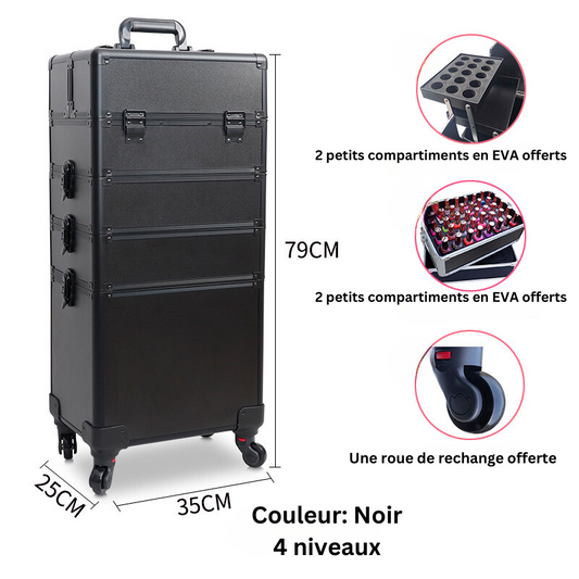 Professional Rolling Makeup Trolley Cosmetic Case | Noir