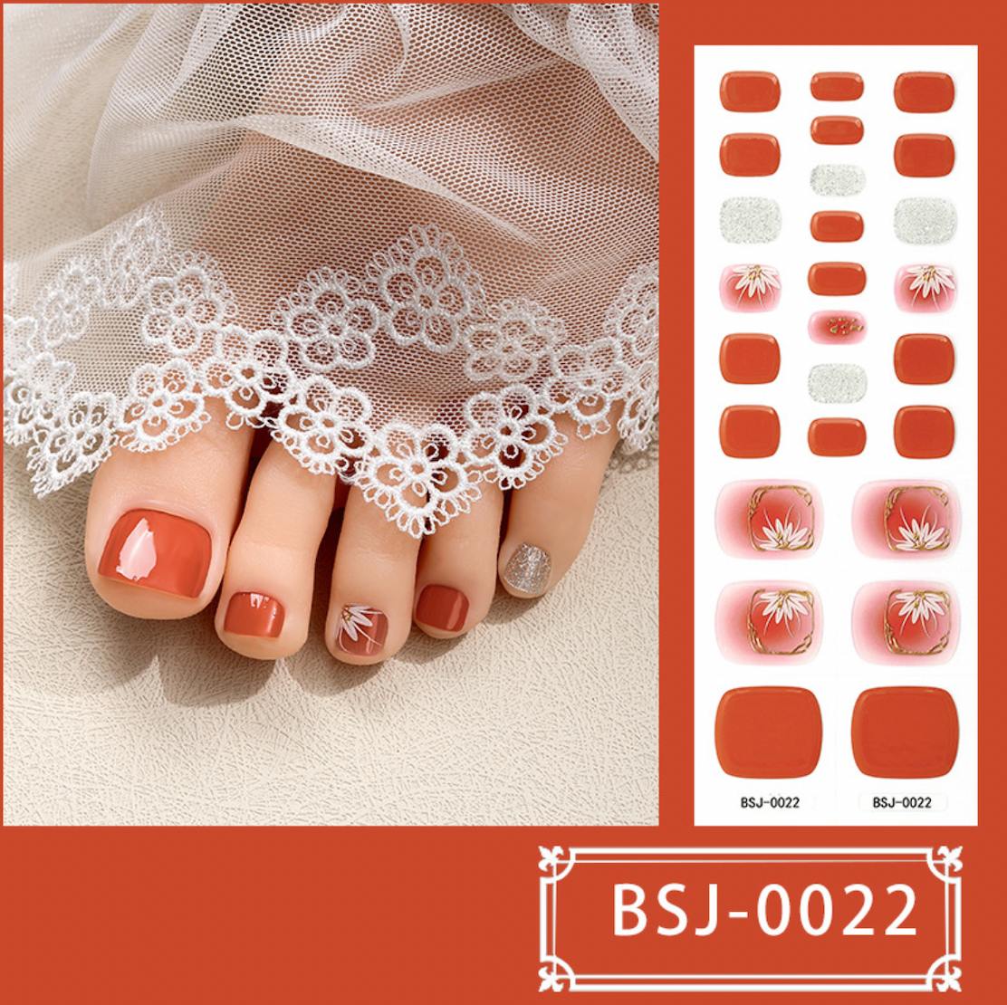 26 PCS 3D Toe Semi-Cured Gel Nail Wraps | BSJ 0022