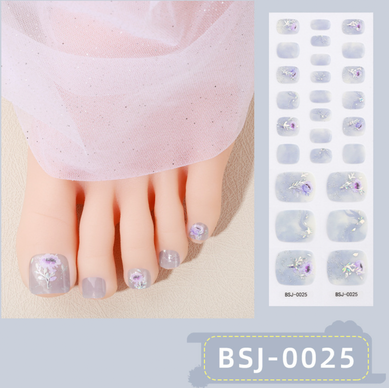 26 PCS 3D Toe Semi-Cured Gel Nail Wraps | BSJ 0025