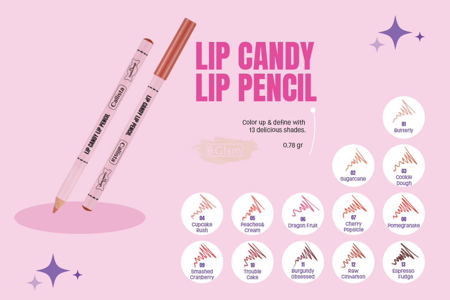 CALLISTA LIP CANDY LIP PENCIL 08 Pomegranate Lip Liner
