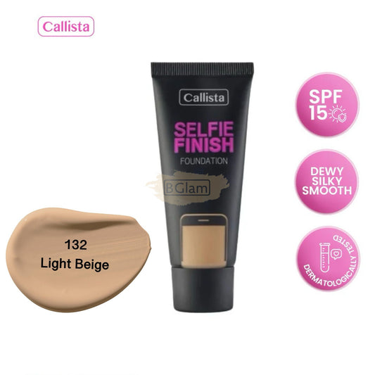 CALLISTA SELFIE FINISH FOUNDATION 132 Light Beige with SPF15 25ml Foundation