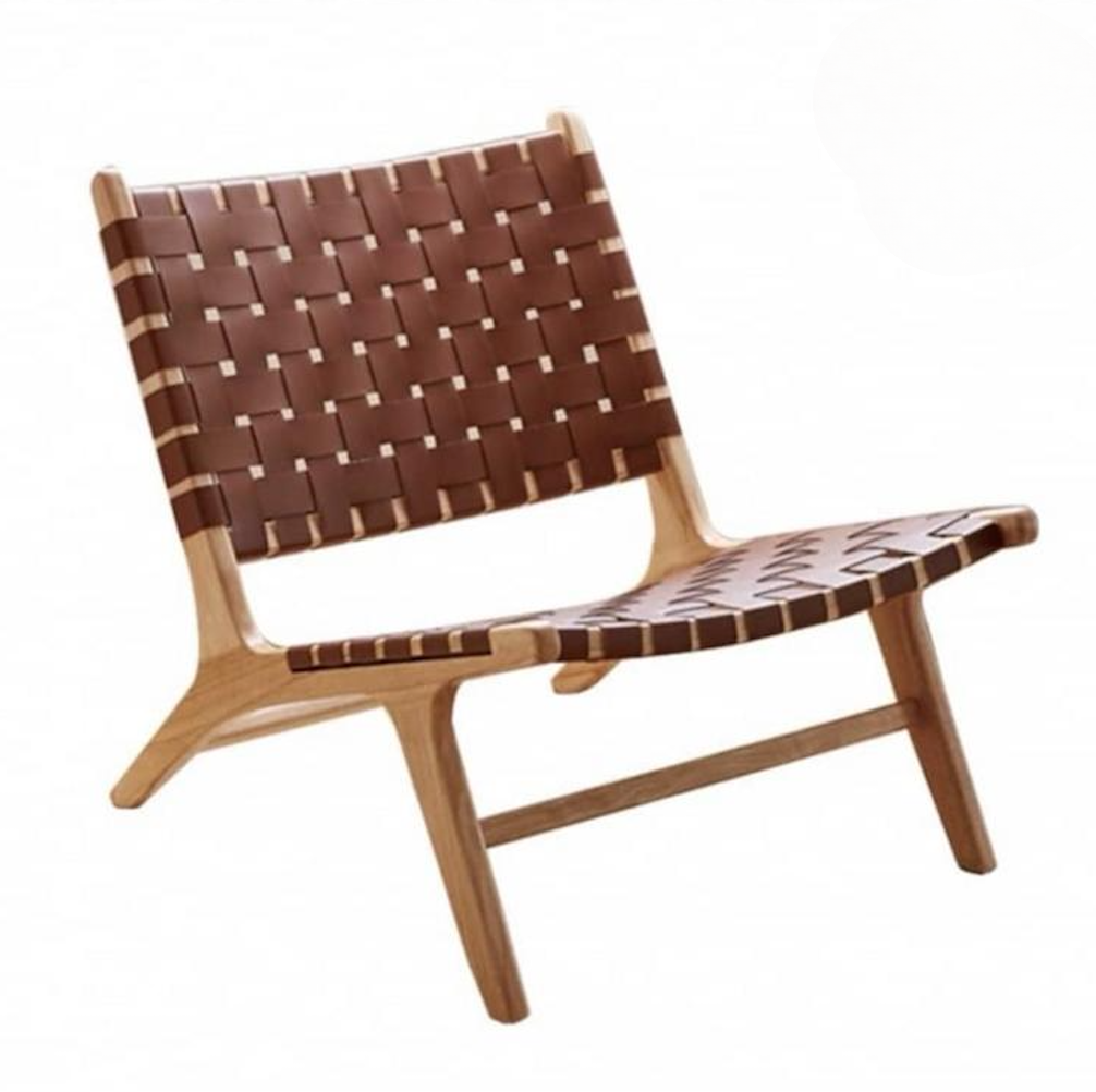 Woven Lounge Chair for Wellness Spaces and Beauty Salons | Chocolate Brown